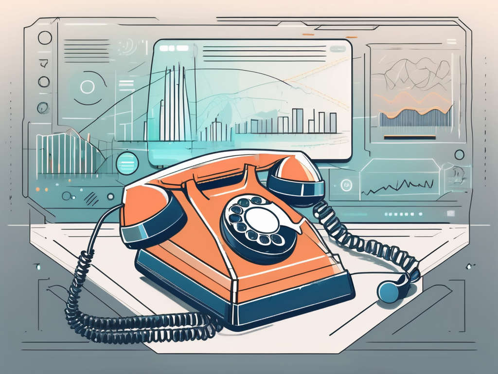 A transition from an old-fashioned telephone to a futuristic digital interface